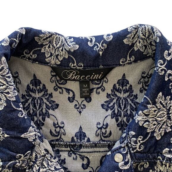 Via Penny Lane Reworked Apparel | Dog Mother Wine Lover Brocade Denim Vest M - Picture 5 of 9